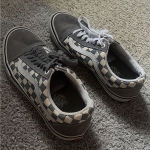 Checkerboard van shoes, gray and white colors, size men 7.5-8 women 8.5-9